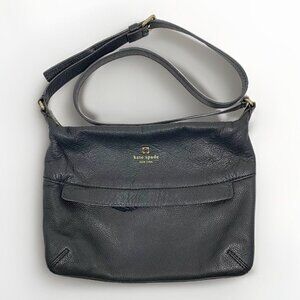 KATE SPADE Starla Grant Park Black Pebbled Leather Crossbody Bag 9" W x 12" H